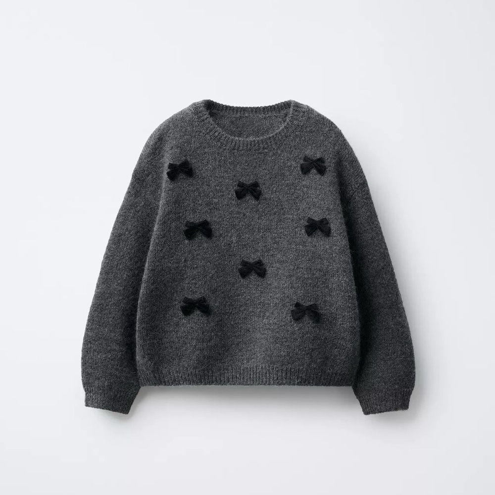 ZARA Kids Baby Girl Toddler Knit Bows Jumper Sweater Sz 5T NWT
